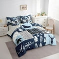 thumbnail image 2 of Feelyou Adventure Twin Bedding Sets 7pcs, Blue Plaid Bedding Comforter Set, 2 of 7