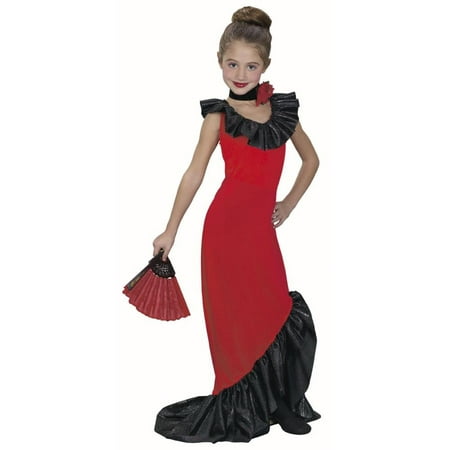 Childs Flamenco Dancer Dress Costume~Small 4-6 / Red
