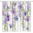 thumbnail image 2 of Sonernt Butterfly Shower Curtain Purple Floral Watercolor Flower Wisteria Weeping Green Leaf Lavender Blue Spring Natural Garden Scenery Home Decor Fabric Bathroom Curtain Set with Hooks 72x72 inch, 2 of 6