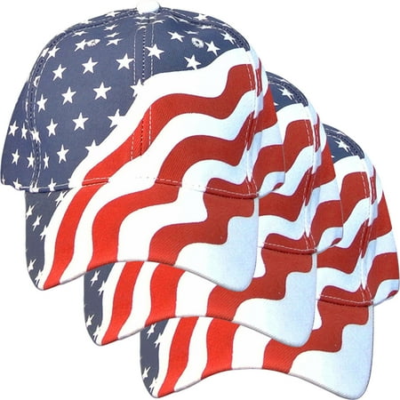 - 3 Pack - American Flag Ball Cap Hat US USA Patriotic Stars and Stripes Baseball Cap