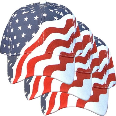 3 Pack - American Flag Ball Cap Hat US USA Patriotic Stars and Stripes Baseball Cap