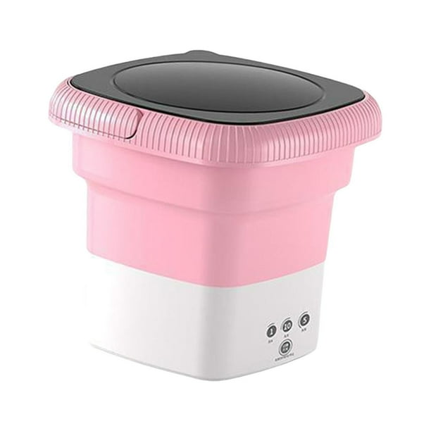 Lavadora plegable Conveniente Reutilizable Ahorro de espacio Durable Fácil de llevar Portátil Mini para apartamento Camping Escuela Lavandería Ropa Rosa Macarena Lavadora