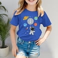thumbnail image 2 of Girls Short Sleeve Shirts Summer Casual Tops for Girls 12-14 Crewneck Loose Fit T-Shirts Printed Cotton Tops Graphic Tees Size 6-7 Years,Blue#1, 2 of 5