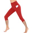 thumbnail image 6 of Summer Savings Clearance! Stamzod Gym Leggings for Women Summer Solid Color High Waisted Stretch Yoga Leggings Casual Slim Fit Plus Size Capri Leggings for Workout Running Athletic Red B XL, 6 of 7