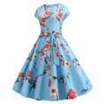 thumbnail image 4 of IDALL Summer Dresses,Petite Dresses Women Vintage Cocktail Dresses 2023 Tea Party Dress Wedding Guest Dress Elegant Dresses,Modest Dresses,Womens Dresses Light Blue Dress S, 4 of 9