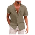 thumbnail image 4 of JLFKNG Summer Shirts For Men Solid Color Shirts Casual Buttons Down Short Sleeve Summer Beach Shirt Tops Breathable Loose Fit Suitable For Outdoor Sports, 4 of 9