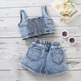 thumbnail image 6 of LYMAYTER Kids Girls Denim Tanks Outfit 2PCS Toddler Cute Sleeveless Tank Tops + Denim Shorts Set for 1-6 Years, 6 of 9