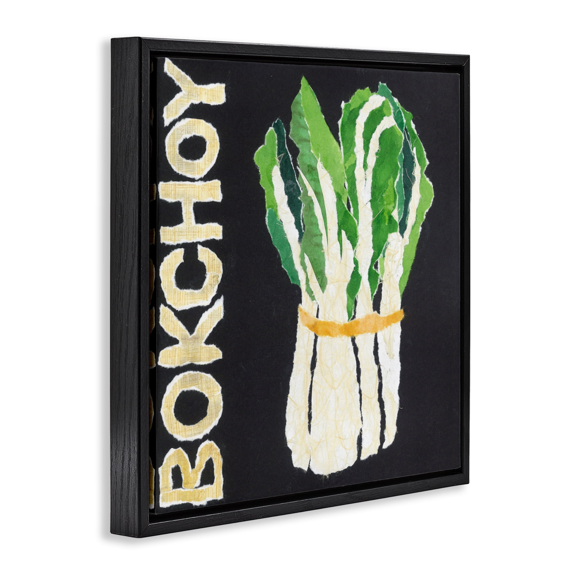 Stupell Industries Bok Choy Leafy Vegetable Black Framed Floater Canvas Wall Art, design by Nancy Overton