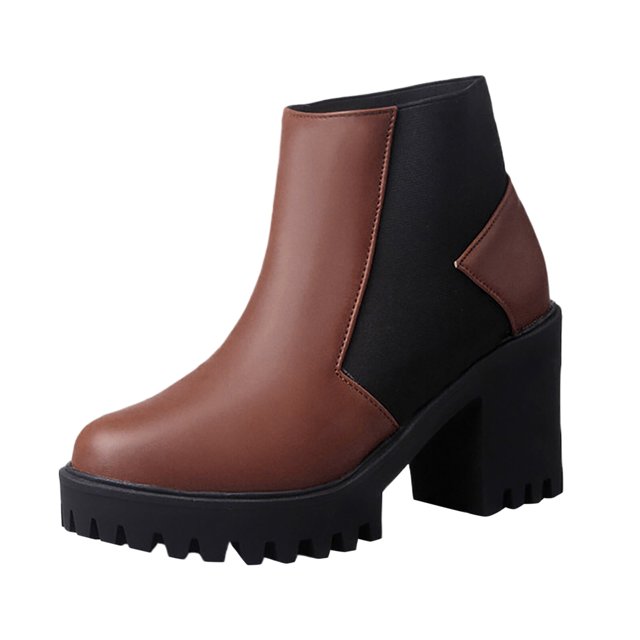 NECHOLOGY Botas Mujer Adulto Femenino Zapatos Botines para mujer Botas elásticas a la moda para mujer, botines con contraste de tacón y tacón grueso, para invierno (Wine, 8.5)