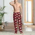 thumbnail image 2 of Gukieu Snowflake red plaid Print Men's Home Trousers, Elastic Drawstring Home Pajamas Clothing Suitable for Adult Men-Large, 2 of 6