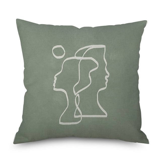 Taie d'Oreiller en Lin Simple Créative Coussin Abstrait Feuille Housse de Coussin Carrée 12