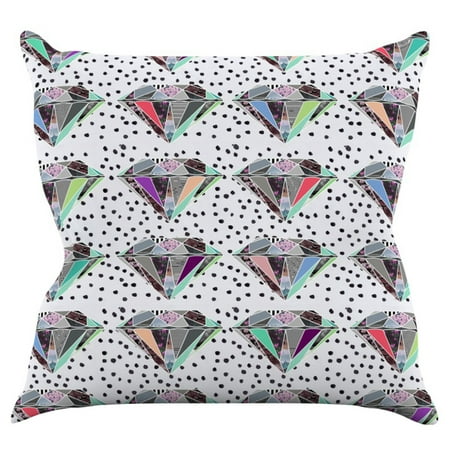 Kess InHouse Vasare Nar Polka Dot Diamonds Rainbow Indoor / Outdoor Throw Pillow