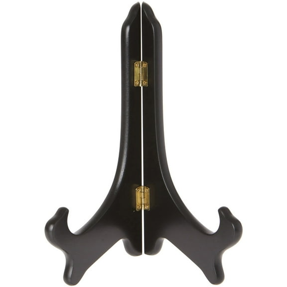 Bard's Hinged Black MDF Wood Plate Stand, 9" H x 7.25" W x 5" D (For 9" - 10.5" Plates), Pack of 3