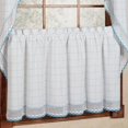 thumbnail image 3 of Sweet Home Collection Cotton Classic White/ Blue Window Pane Pattern and Crotchet Trim Tiers, Swags and Valance Options 36 x 60 tier pair, 3 of 5