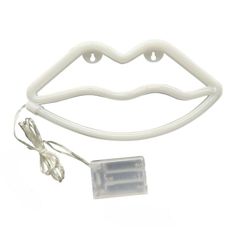 

Moocorvic Clearance Latex Tube Night Light Lip Shape Battery Box Neon Light