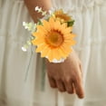 thumbnail image 4 of Blueek Wedding Party Wrist Flower - 4 in Perfect for Brides, Bridesmaids & Groomsmen - Durable Plastic Wrist Corsage,Yellow, 4 of 6