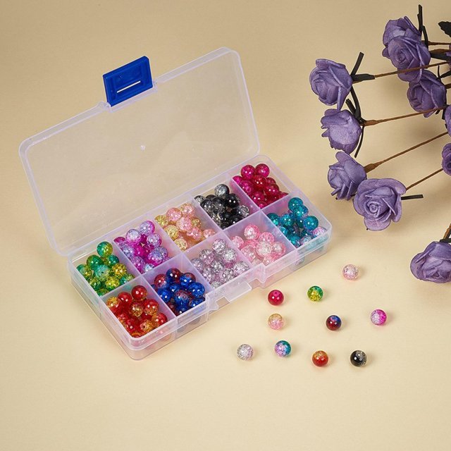 200x 8 mm Crackle Glass Beads Handcrafted (10 Color) Accesorios Granos Colores para joyería Fabricación Artesanía DIY perfecl cuentas de pulsera