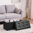 thumbnail image 4 of Folding Storage Bench Black Ottoman, Bench And Chest Bench, Leatherette Sofa Footrest For Living Room, 76cm Storage Bench With Upholstered Seat For Be, 4 of 5