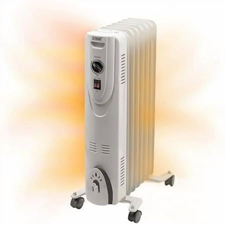 Oil-Filled Radiant Radiator Space Heater, Never Refill, Adjustable Thermostat, Tip-Over Switch & Overheat Protection System, MTDR-06WC