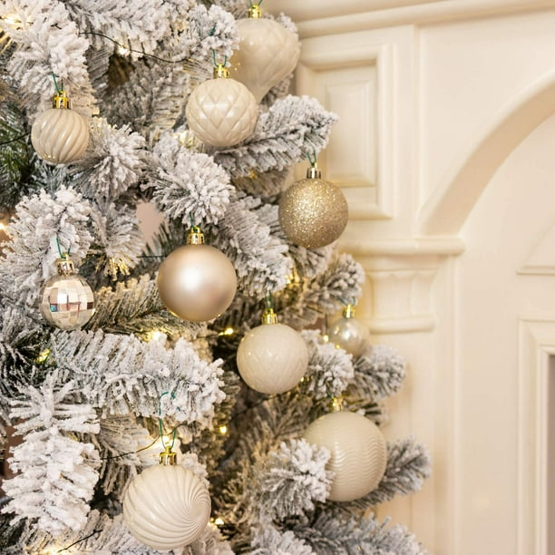 TESNN Christmas Balls Ivory Shatterproof Christmas Tree Ball