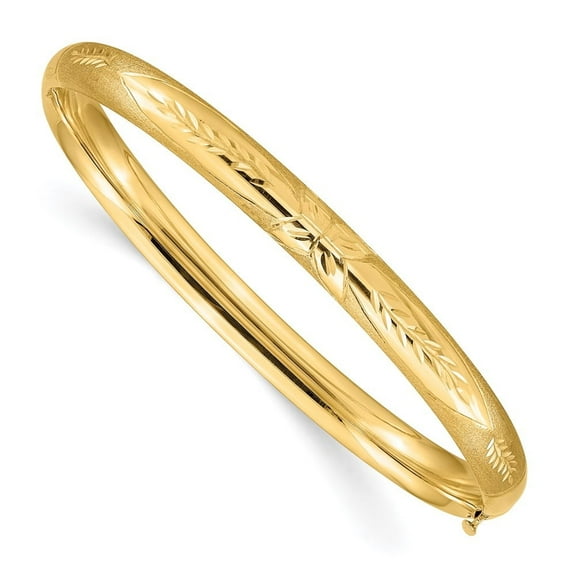 Auriga Fine Jewelry 10K Yellow Gold 4/16 Florentine Engraved Hinged Bangle Bracelet 7" for Women