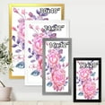 thumbnail image 4 of Designart 'Pink Retro Flowers With Blue Leaves On White' Traditional Framed Art Print, 4 of 4