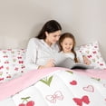 thumbnail image 5 of Erosebridal Cartoon Cute Flower Kids 7-Piece Twin Bedding Sets,Red Kawaii Cherry Bowknot Bedding Comforter Set For Kids,Pink Reversible, 5 of 7