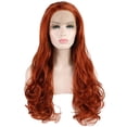 thumbnail image 1 of Unique Bargains Perruques à Lace Front pour Femmes 24 Pouces Rouge Brun Longue Ondulation Corporelle avec Bonnet de Perruque, 1 of 7