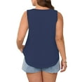 thumbnail image 3 of GIPQJK Plus Size Tank Tops for Women S-4x Scoop Neck Sleeveless Shirts Soild Color Beach Blouse Fashion Sleeveless Tops Vest T-Shirt,Navy 4XL, 3 of 5