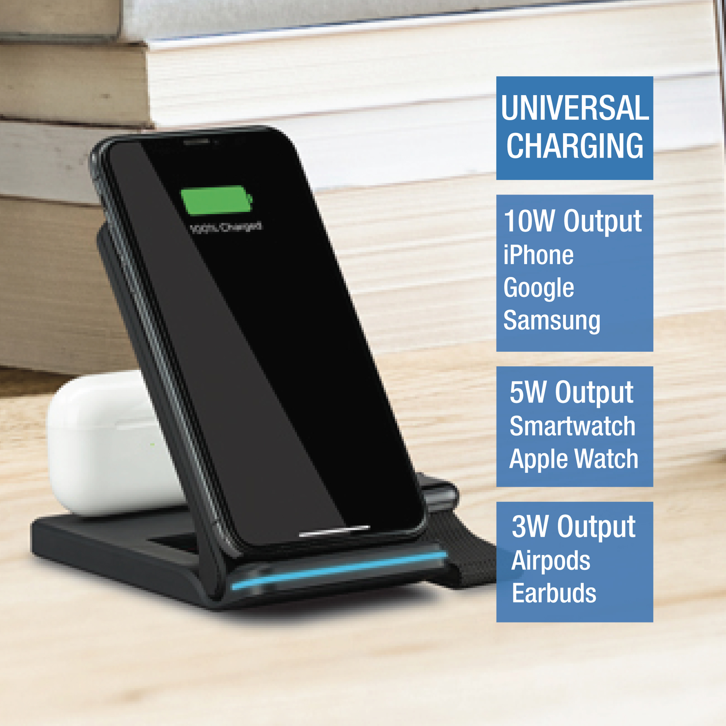 iLive 3-in-1 Wireless Charging Stand, Black photo 5