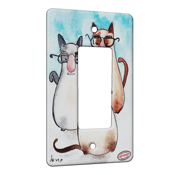 KuzmarK™ 1 Gang Rocker Wall Plate - Three Incognito Siamese Kitties Abstract Cat Art by Denise Every