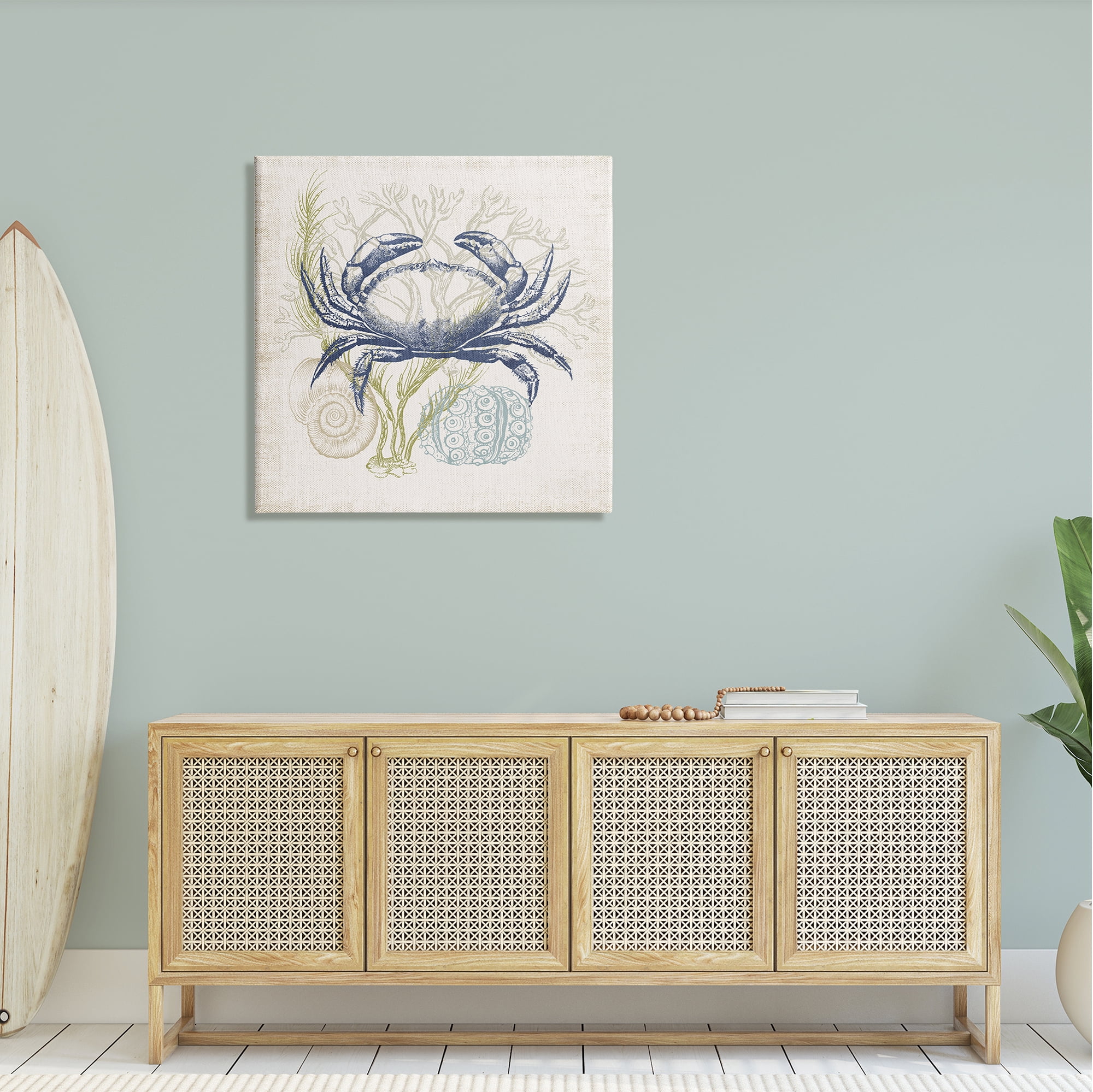 Stupell Industries Layered Sea Life Crab Marine Botanical Patterns Graphic Art Gallery Wrapped Canvas Print Wall Art, Design by Victoria Barnes