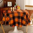 thumbnail image 5 of Checkered Round Halloween Tablecloth - Waterproof, Wrinkle Resistant and Washable Gingham Table Cloth Decorative Table Cover for Party, Orange/Black 60 x 60 Inch, 5 of 6