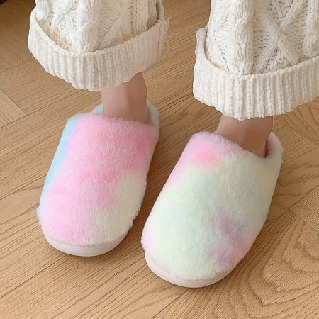 

Daznico Couples Men Women On Furry Flat Home Winter Round Toe Keep Warm Prints Slippers Shoes Womens Slippers Size 8.5