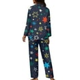 thumbnail image 2 of Renewold Women Casual Button Pajama Set of 2 Thermal Nightwear Loungewear Comfy Indoor Activities Sleepwear Outfits Colorful Stars Pullover Tops Size S, 2 of 6