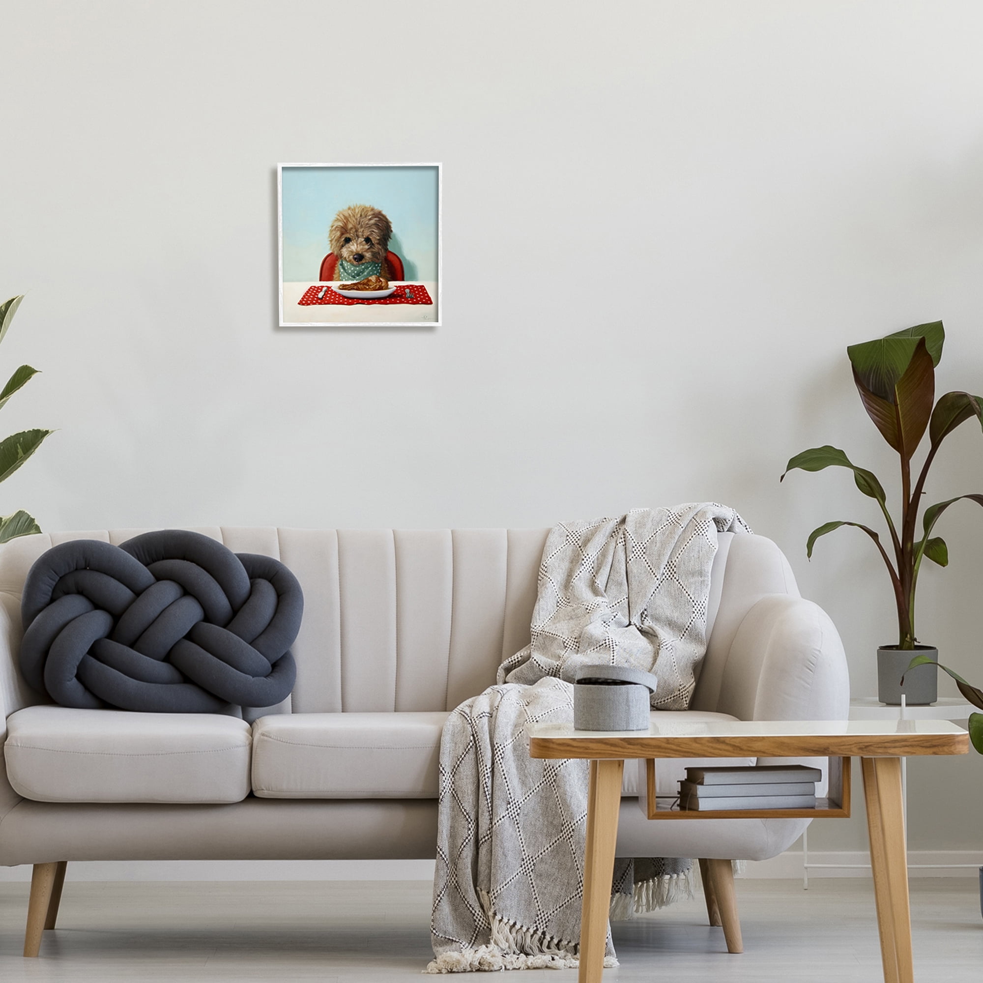 Stupell Industries Fluffy Pet Dog At Dinner Table Turkey Leg, 12 x 12, Design by Lucia Heffernan
