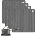 thumbnail image 1 of Paquete de 4 salvamanteles de silicona gris, soportes para ollas calientes, alfombrilla de secado, resistente al calor Ormromra HQ-336, 1 of 4