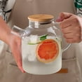 thumbnail image 4 of 1/1.8L Transparent Glass Teapot with Bamboo Lid Heat-Resistant Glass Pitcher Thickened Glass Flower Tea pot Puer Kettle Office, 4 of 8