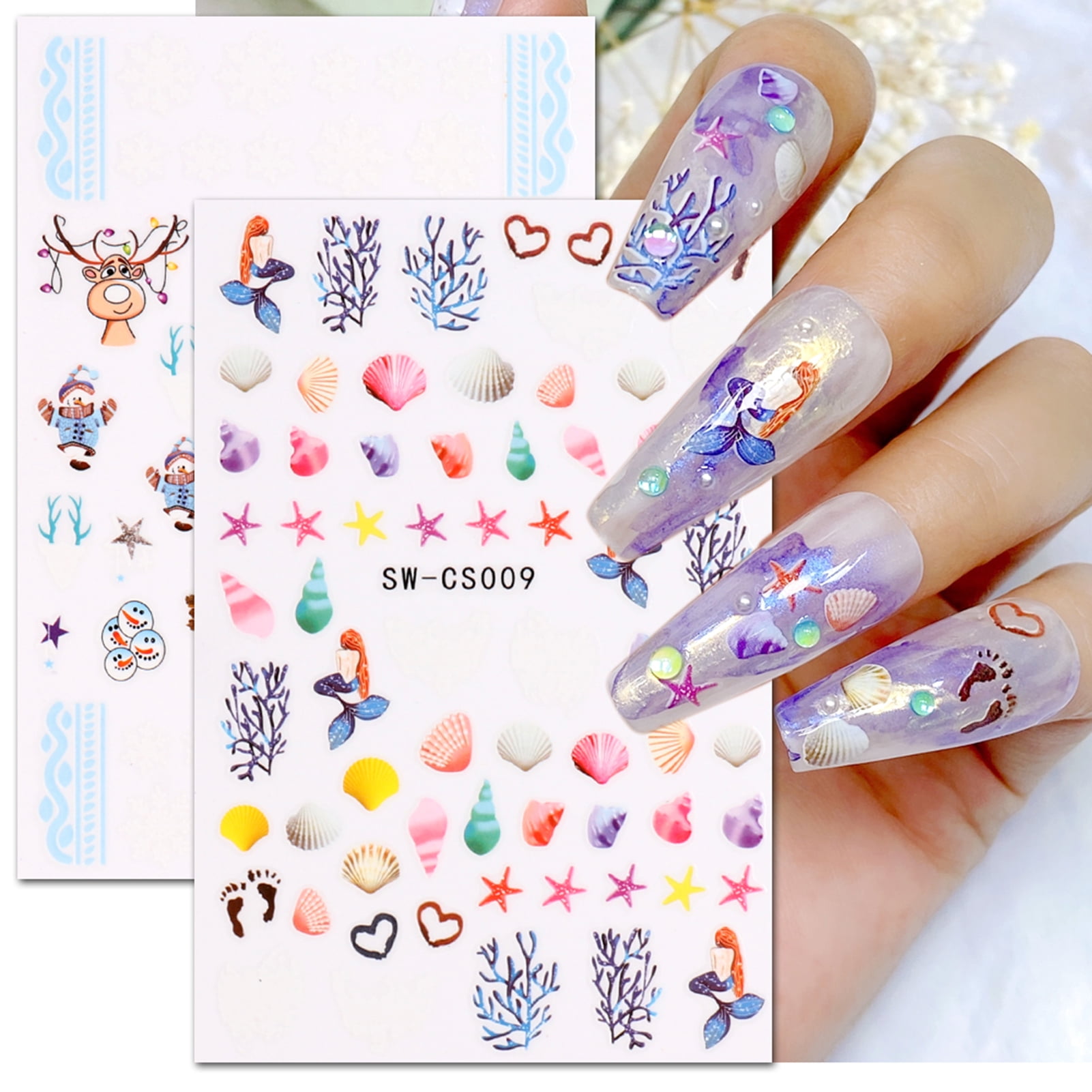 Cute Kawaii Cartoon Nail Stickers for Women, Girls, Gift (75+ Decals)  (Design 2)