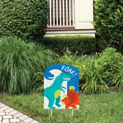 Roar Dinosaur - Outdoor Lawn Sign - Dino Mite Trex Baby Shower or Birthday Party Yard Sign - 1 Piece