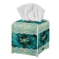 thumbnail image 2 of Renewold Dragonfly Tissue Box Cover with Bottom Belt Foldable Square Tissue Case Paper Cube Tissue Holder for Bathroom/Kitchen/Living Room/Bedroom/Office,PU Leather, 2 of 5