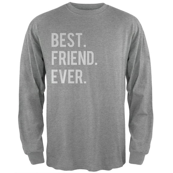 Valentine's Day Best Friend Ever Heather Grey Adult Long Sleeve T-Shirt - X-Large