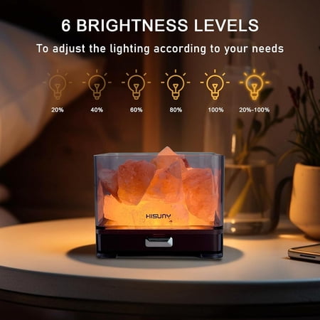 UKLL-2-in1 Smart Heating Essential Oil System Himalayan Salt Lamp, Mini USB LED Pink Natural Salt Rock Night Lamp Dimmable for Home Decor Yoga Spa Meditation