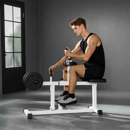 Demifill Adjustable Steel Seated Calf Raise Equipment - White, Strength Training Gym Gear