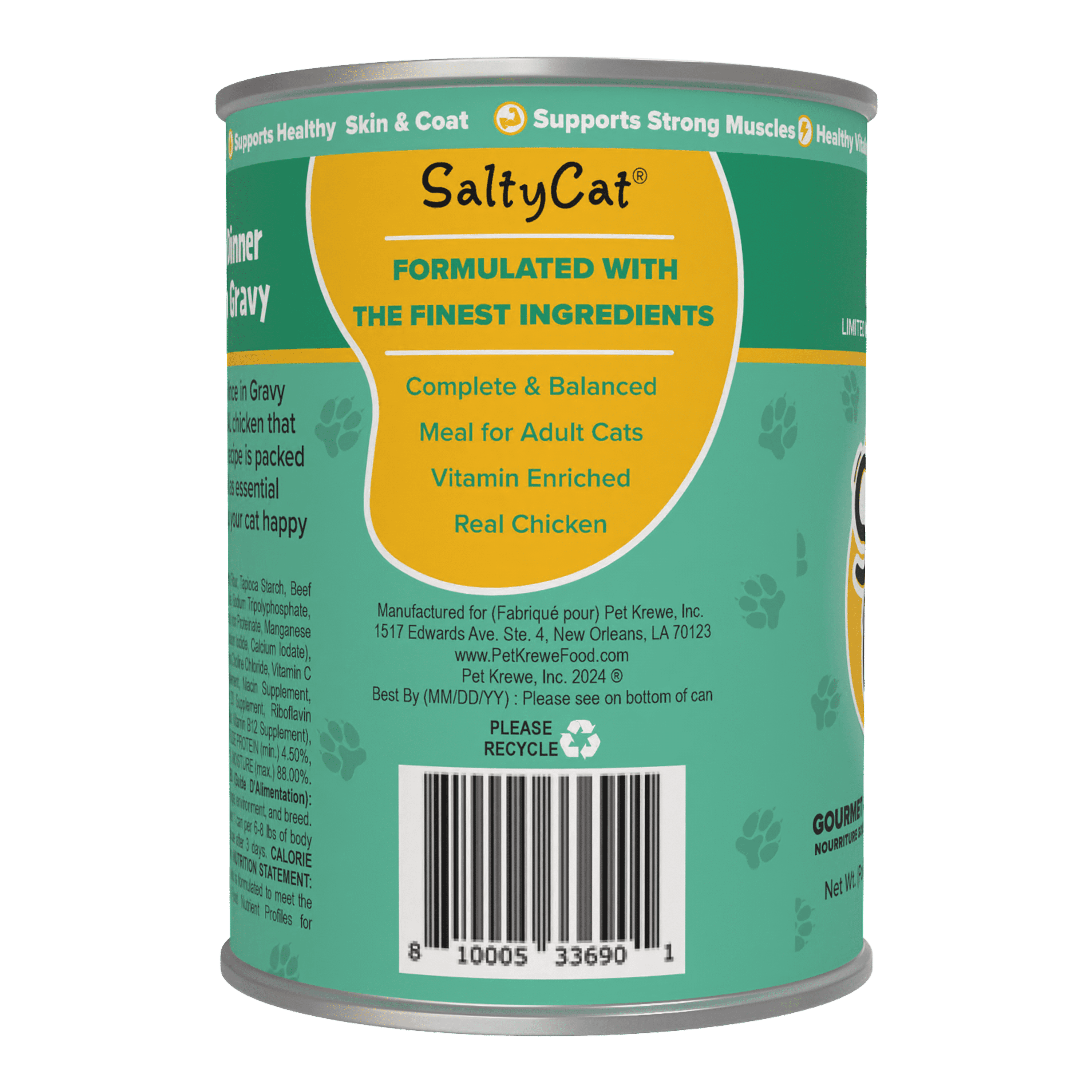 (24 pack) Salty Cat Chicken Dinner Mince in Gravy Wet Cat Food, 13 oz. Can