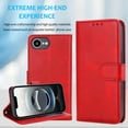thumbnail image 7 of Wallet Case for iPhone 16e, 2 In 1 PU Leather Flip Phone Case with Detachable Magnetic TPU Inner, Kickstand Phone Cover with Card Slots & Wrist Strap for iPhone 16e, Red, 7 of 7