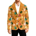 thumbnail image 2 of Dwelliawo Easter Mens Corduroy Blazer Slim Fit Graphic Printed Wear Corduroy Suit Jacket Long Sleeve Sport Coats Single Breasted Notched Lape Formal Mens Blazer Casual Formal Blazer Ginger M, 2 of 5