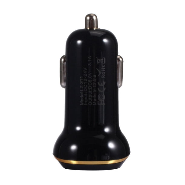 Sidaley de teléfono para coche de 2 puertos, adaptador de carga rápida Universal 3.1A para coche, adaptador de corriente USB Dual, Paneles de instrumentos para automóviles Negro