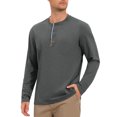 thumbnail image 5 of Men's Henley T-Shirts Long Sleeve Casual Button Cotton Pullover Tee Shirt XL Dark Gray, 5 of 6