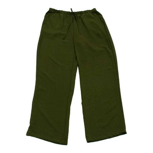 Pantalón George para Dama Corte Recto con Bolsas Laterales Verde Militar Talla 38